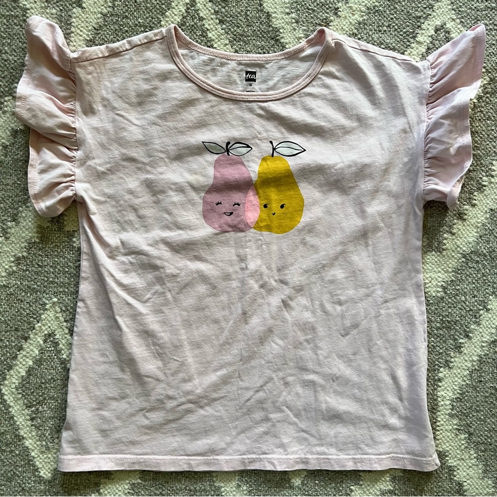Tea Collection Pink and Yellow Pear Graphic Top